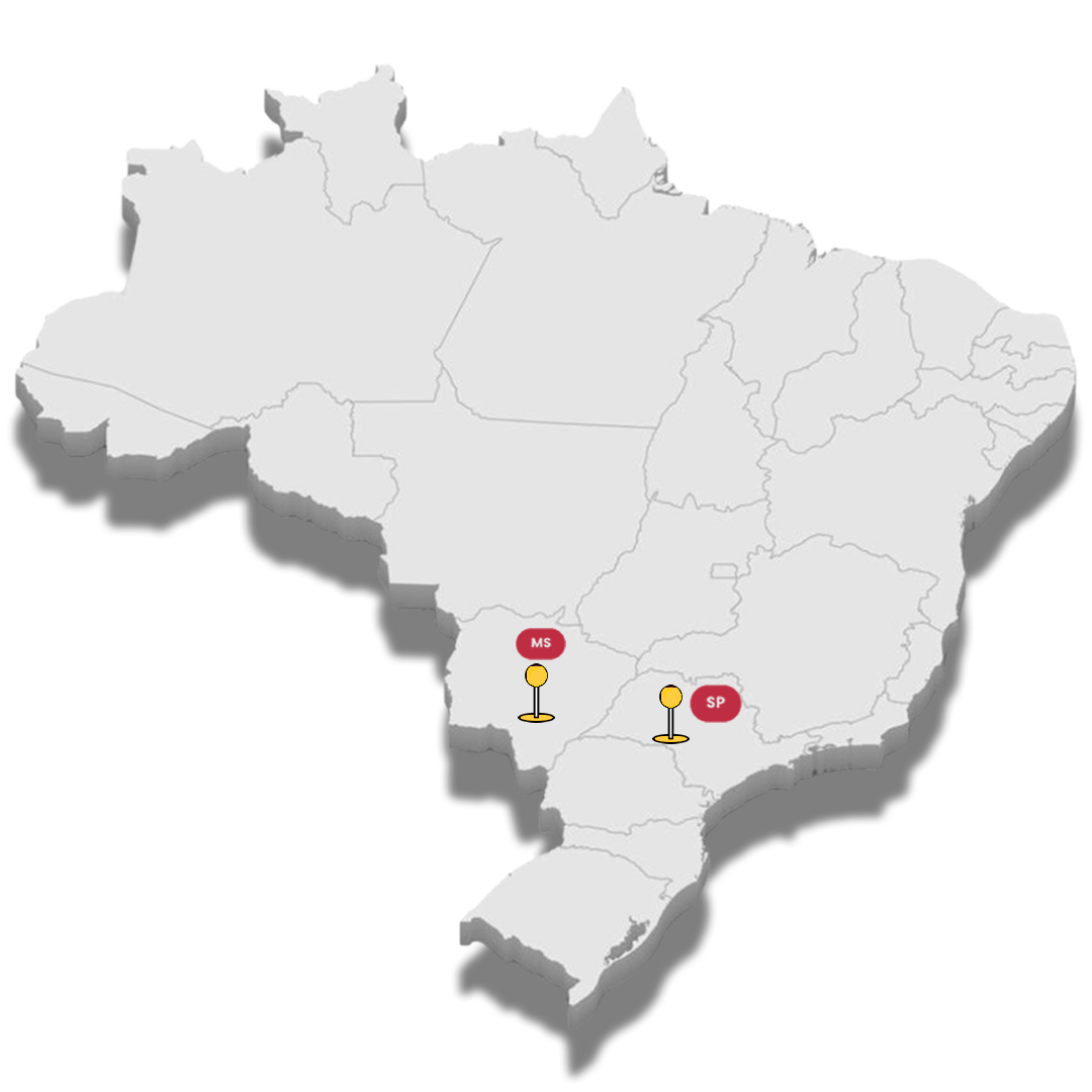Mapa do Brasil destacando áreas de atuação